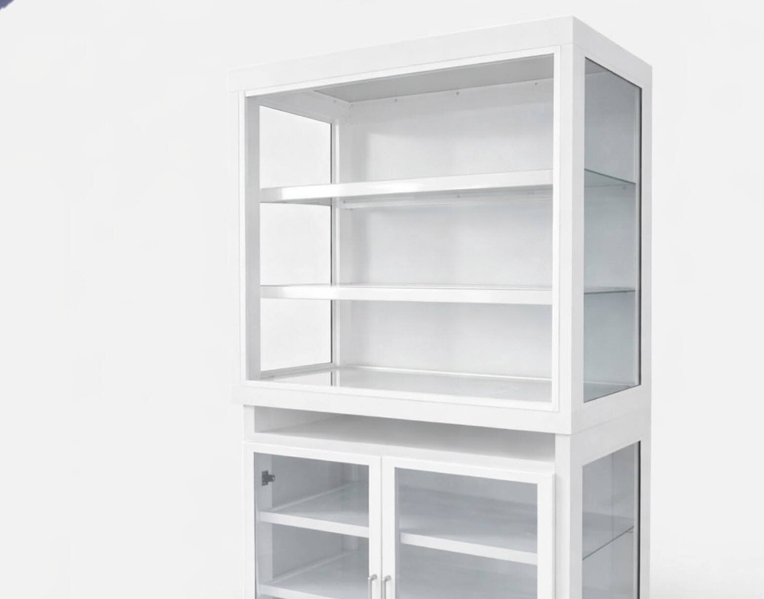 Rak aluminium custom sudut warna putih