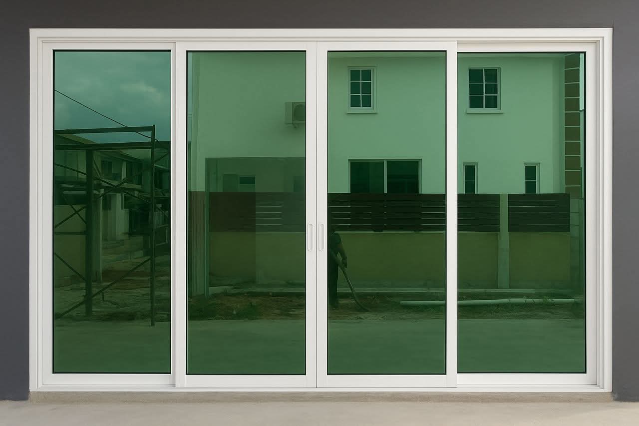 Pintu sliding 4 panel warna green